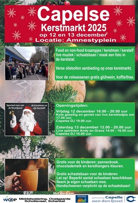 Vierde editie van de Capelse Kerstmarkt op 12 en 13 december op het Amnestyplein