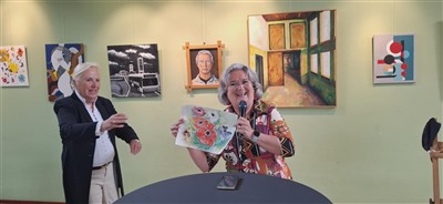 Expositie Parkkunst in de Tuyter geopend met onthulling van het laatste schilderij van Leendert van Beek.