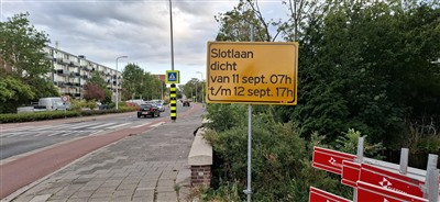  Slotlaan tijdelijk afgesloten tussen P.C. Boutenssingel en Paulus Potterlaan 