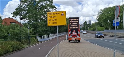 Hinder en afsluitingen tijdens nachtelijke werkzaamheden aan de Algerabrug