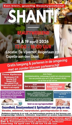 Shanti Beauty-weekend op zaterdag 18 en zondag 19 april met gratis gezondheidscheck op zaterdag