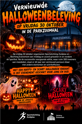Vernieuwde Halloweenbeleving op vrijdag 30 oktober in de Parkzoomhal