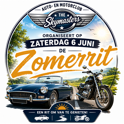 De Auto- en Motorclub The Skymasters organiseert op zaterdag 6 juni de Zomerrit. 