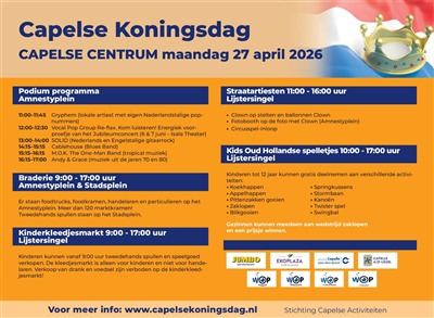 Koningsdag in het hart van Capelle biedt een gevarieerd programma.