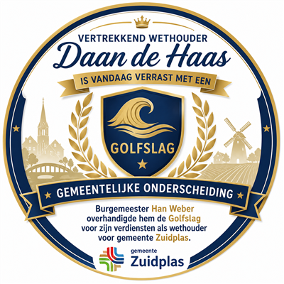 Gemeentelijke onderscheiding voor vertrekkend wethouder Daan de Haas.