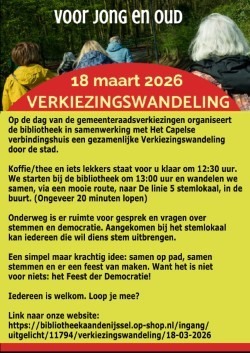Bibliotheek aan den IJssel en het Capelse Verbindingshuis organiseren op 18 maart een verkiezingswandeling