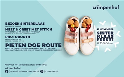 Sinterklaasfeest in winkelcentrum Crimpenhof: Pieten Doe Activiteiten & bezoek van Sint & Stitch