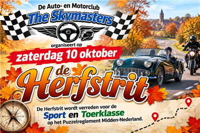 De Auto- en Motorclub The Skymasters organiseert op zaterdag 10 oktober de Herfstrit. 
