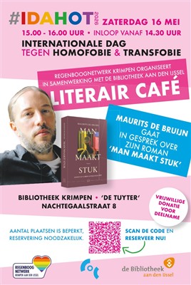 Regenboognetwerk Krimpen organiseert literair café met Maurits de Bruijn in het kader van IDAHOT