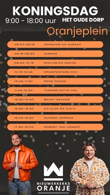Stichting Nieuwerkerks Oranje presenteert het programma voor het Nieuwerkerks Oranjeplein!