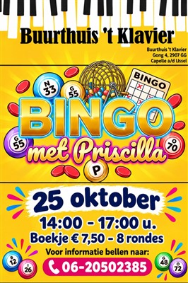 Zondag a.s is er weer bingo in buurthuis 't Klavier