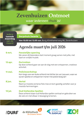 Opening Zevenhuizen Ontmoet op maandag 9 maart