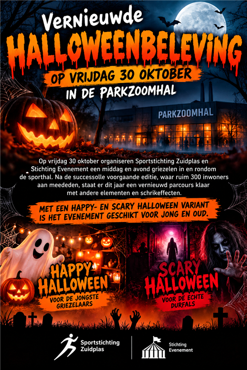 Vernieuwde Halloweenbeleving op vrijdag 30 oktober in de Parkzoomhal